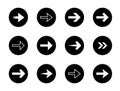 Arrow icon vector in black circle. Cursor arrows sign symbol isolated on white background Royalty Free Stock Photo