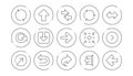 Arrow icons. Download, Synchronize and Share. Linear icon set. Vector