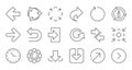 Arrow icons. Download, Synchronize and Share. Linear icon set. Vector