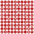 100 arrow icons hexagon red Royalty Free Stock Photo