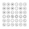Arrow icons set. Direction, curve, repeat, loading, refresh incons set Royalty Free Stock Photo