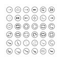 Arrow icons set. Direction, curve, repeat, loading, refresh incons set Royalty Free Stock Photo