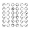Arrow icons set. Direction, curve, repeat, loading, refresh incons set Royalty Free Stock Photo