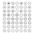 Arrow icons set. Direction, curve, repeat, loading, refresh incons set Royalty Free Stock Photo