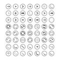 Arrow icons set. Direction, curve, repeat, loading, refresh incons set Royalty Free Stock Photo