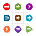 Arrow icons set. Flat color with rounded corner. Royalty Free Stock Photo