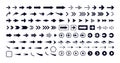 Arrow icons set, navigation symbols for web, app, UI, infographic design. Direction signs, play buttons, cursor elements Royalty Free Stock Photo