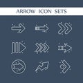 Arrow icons set pointing direction location and more line style