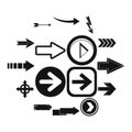 Arrow icons set, simple style Royalty Free Stock Photo