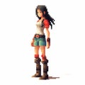 Highly Detailed 8-bit Pixel Female Game Character On White Background