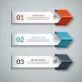 Arrow infographic template. 3-step colorful paper banner for business infographics. Royalty Free Stock Photo