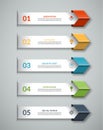 Arrow infographic template. 5-step colorful paper banner for business infographics. Royalty Free Stock Photo