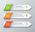 Arrow Infographic Template With 3 Steps, Options, Parts, Elements. Origami Style. Vector Banner.