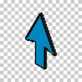 Arrow isometric pixel icon, web cursor click mouse symbol, computer pointer vector illustration Royalty Free Stock Photo
