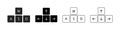 Arrow keyboard. Arrows direction on keyboard. Navigation icons of down, up, left and right direction. Outline buttons isolated on Royalty Free Stock Photo