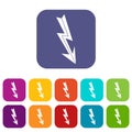 Arrow lightning icons set