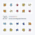 20 Arrow Line Filled Color icon Pack like arrows intersection up intersect left