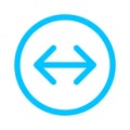 Arrow line pointing left and right in circle blue isolated on white, arrow in circular strokes for direction, arrows button simple