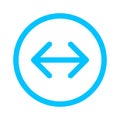 Arrow line pointing left and right in circle blue isolated on white, arrow in circular strokes for direction, arrows button simple