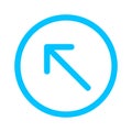 Arrow line pointing left up in circle blue isolated on white, arrow in circular strokes for direction left up, arrows button