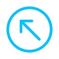 Arrow line pointing left up in circle blue isolated on white, arrow in circular strokes for direction left up, arrows button