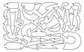 Arrow line set outline cursor sign simple vector