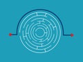 Arrow lines bypass the path around the circular maze. solution concept Royalty Free Stock Photo