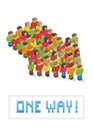 Arrow made up of isometric pixel art people Royalty Free Stock Photo