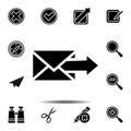 arrow on an mail envelope icon. Simple glyph vector element of web, minimalistic icons set for UI and UX, website or mobile Royalty Free Stock Photo