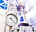 Dial gauge of glass chemical reactor Royalty Free Stock Photo
