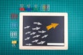 Arrow with many followed arrows for trend leader or leadership concept Royalty Free Stock Photo