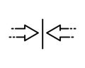 Arrow meeting icon, compound, pointer connection line, synchronize arrows line symbol on white background - editable