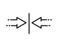 Arrow meeting icon, compound, pointer connection line, synchronize arrows line symbol on white background - editable