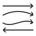 Arrow movement icon. Direction flow symbol. Wavy arrow concept. Vector navigation illustration.