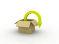 arrow out from opened delivery box Royalty Free Stock Photo