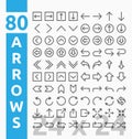 80 Arrow outline icons for user interface and web project