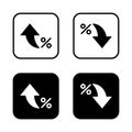 Arrow percent icon on black square. Increase and decrease percentage sign symbol Royalty Free Stock Photo