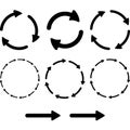 Arrow pictogram refresh reload rotation loop sign set. Simple color web icon on white background.