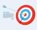 The arrow pierces the center of the target. On target Background