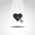 arrow pierces the heart icon, heart simple icon