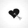 arrow pierces the heart icon. arrow pierces the heart vector icon. arrow pierces the heart isolated icon