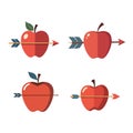 Arrow Piercing Apple Flat Icon Representing Accuracy Challenge And Goal Royalty Free Stock Photo
