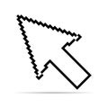 Arrow pixel icon shadow, web cursor click mouse symbol, computer pointer vector illustration Royalty Free Stock Photo