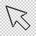 Arrow pixel icon, web cursor click mouse symbol, computer pointer vector illustration
