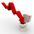 Arrow Plunging Down into the Toilet Royalty Free Stock Photo