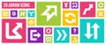 Arrow pointer button white glyph icons vector set