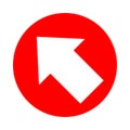 Arrow pointing left up in circle red for icon flat isolated on white, circle with arrow for button interface app, arrow sign of Royalty Free Stock Photo