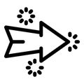 Arrow pointing right with loading circles representing data transfer