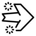 Arrow pointing right with loading circles representing progress and movement