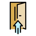 The arrow points to the door icon color outline vector Royalty Free Stock Photo